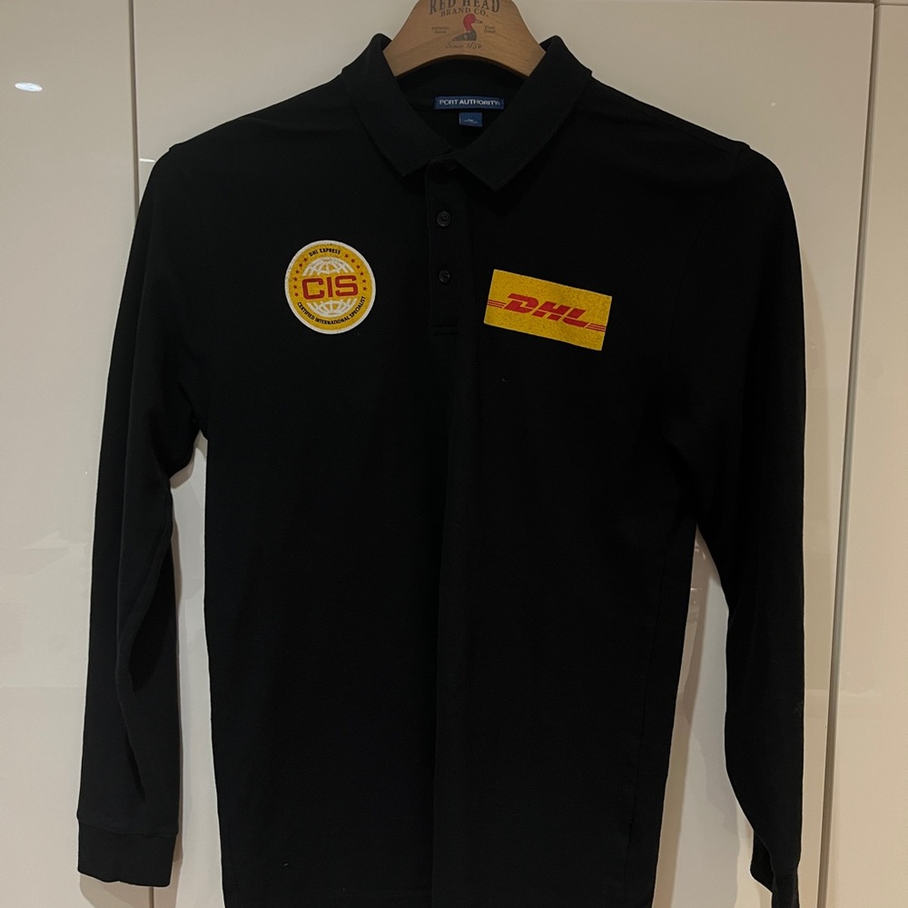 VTG DHL Express Crew Employee Unisex Adults Shirt Long Sleeves Size M